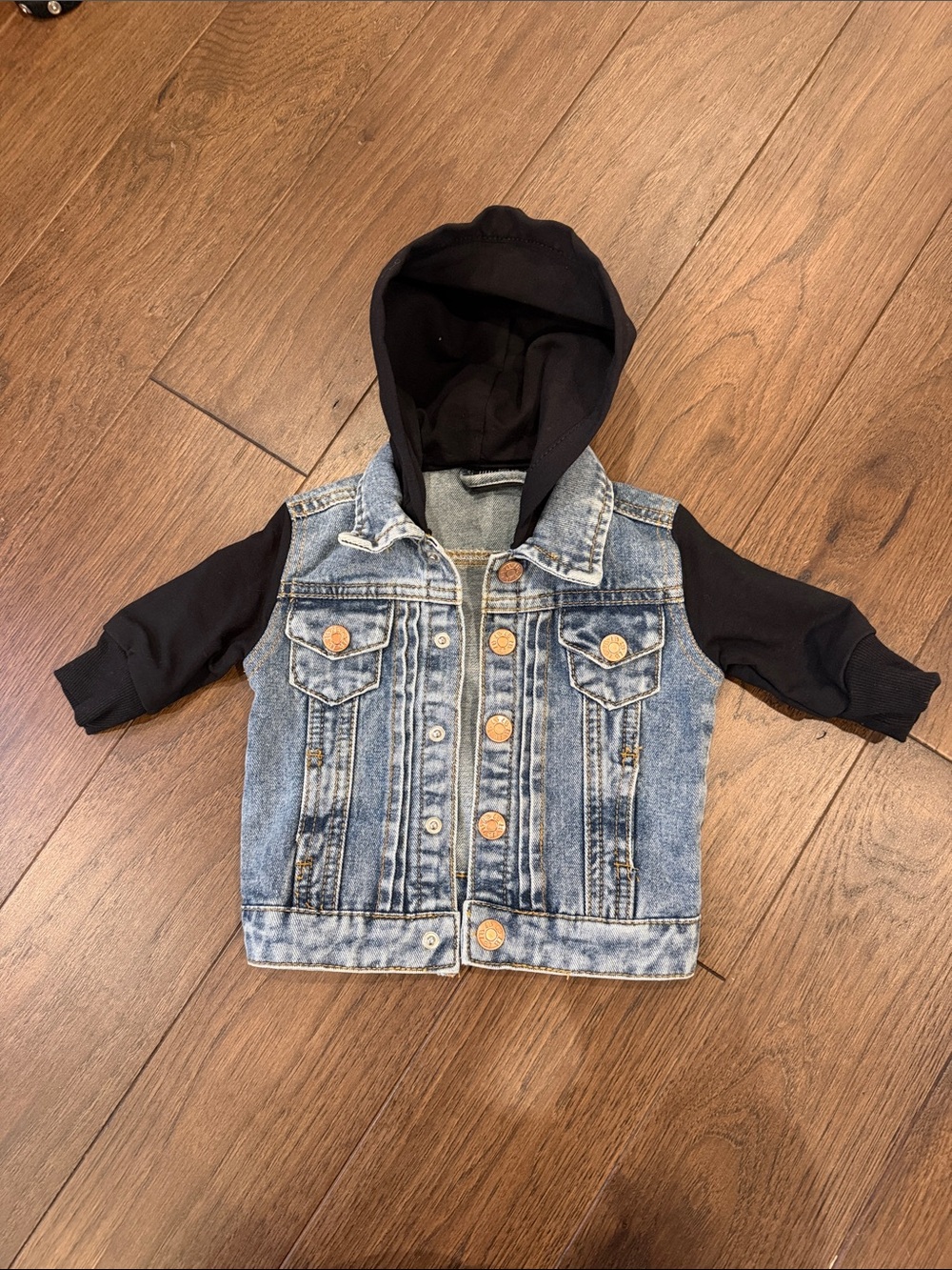 Little Bipsy Hooded Denim Jacket Black Size 3-6 Months - C39-113